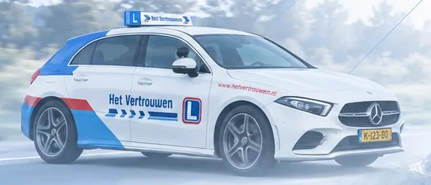 Lesauto in de huisstijl van Het Vertrouwen